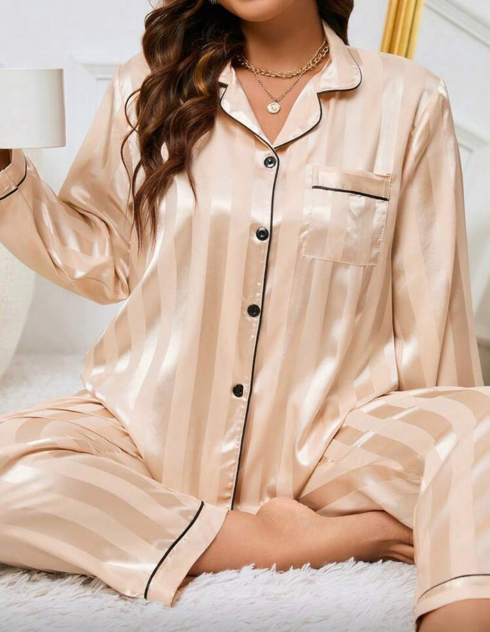 Pijama satén 3XL color champán 🍾