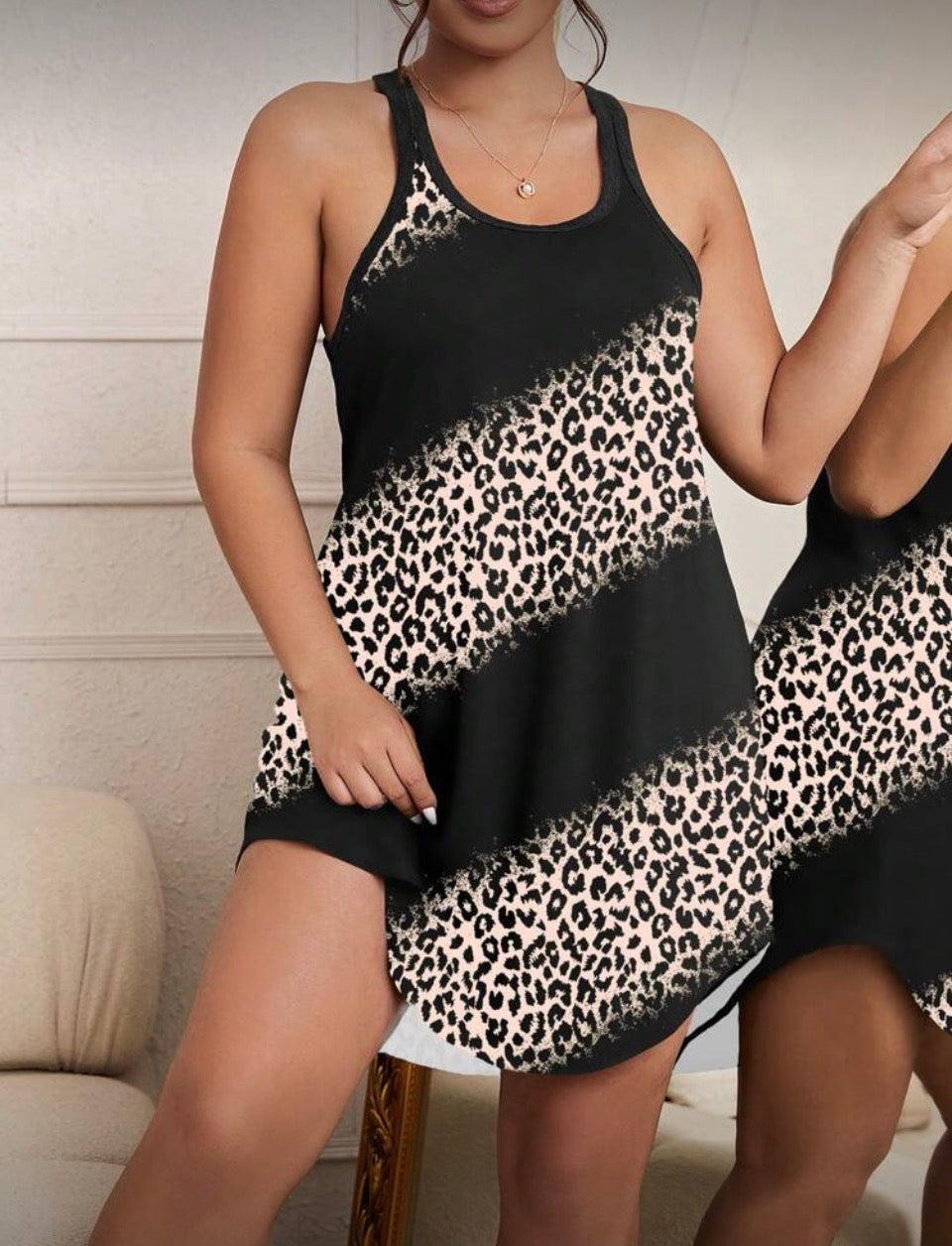 Camisón negro estampado 4XL