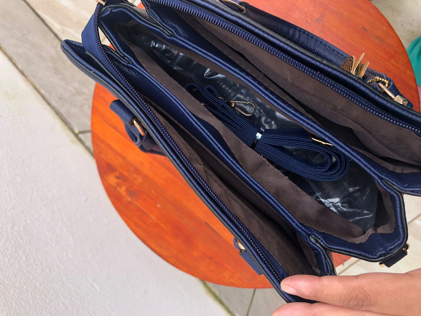 Cartera Resistente Marron/Azul
