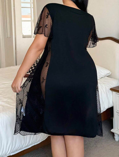 Camisón negro con encaje 3XL