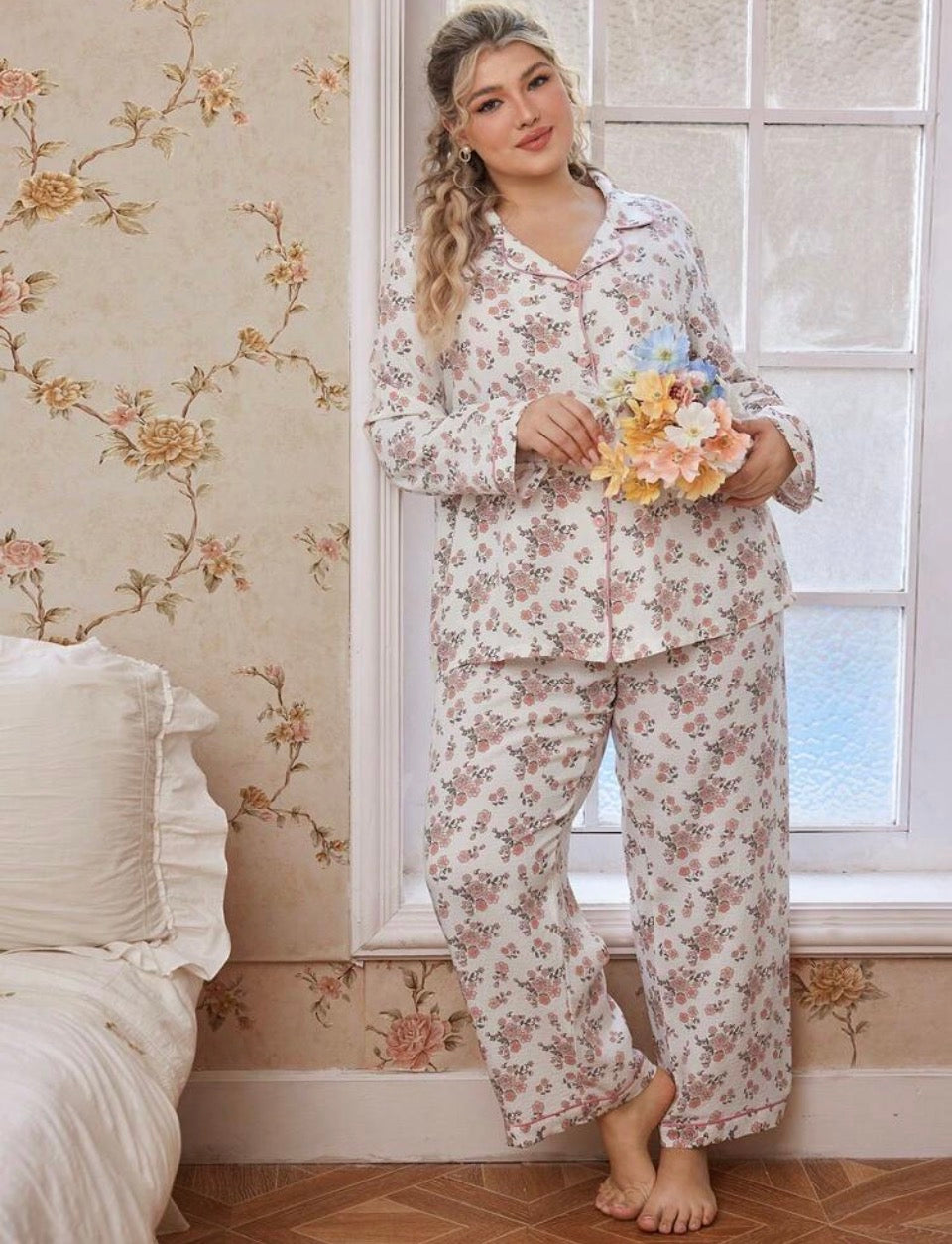 Pijama 4XL floreado