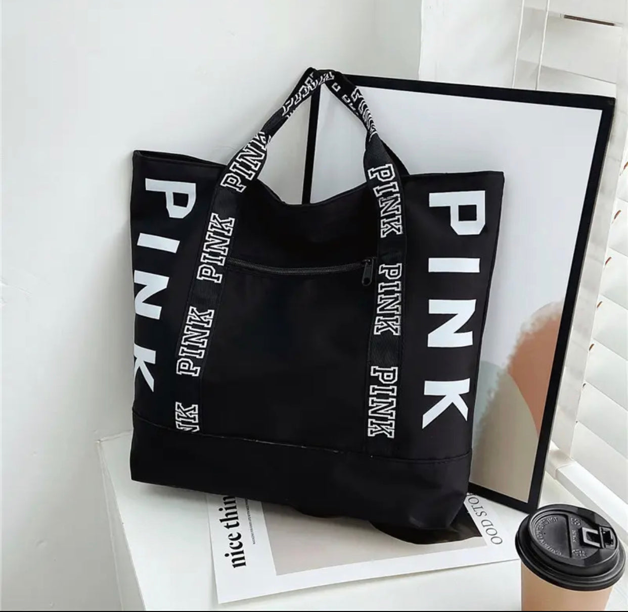 Bolso grande pink color negro