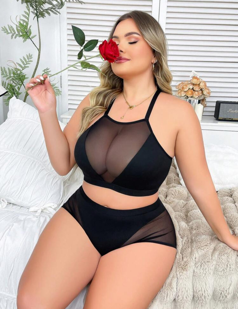 Negro simulación tanga 3XL