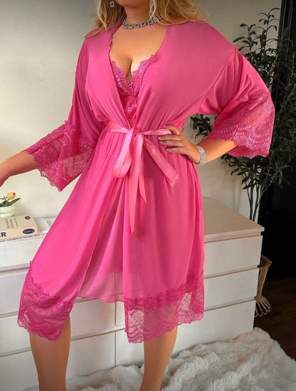 Camisón fucsia con bata XL
