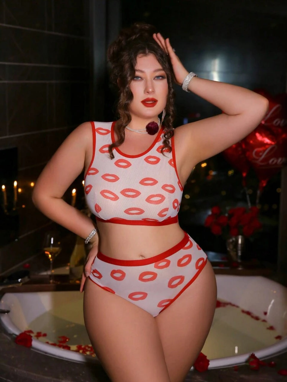 Conjunto blanco c/besos 4XL