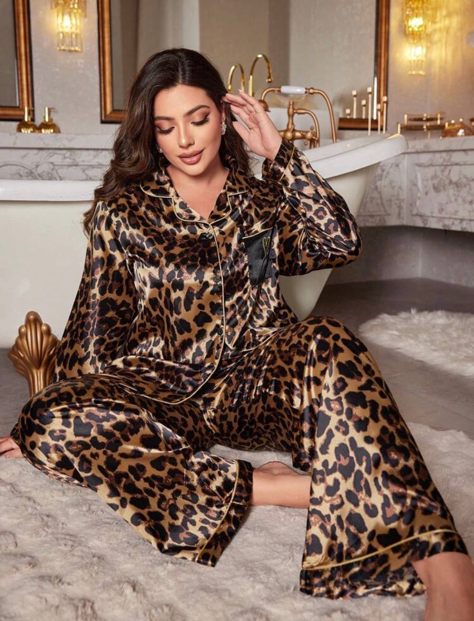 Pijama animal print 2XL satén