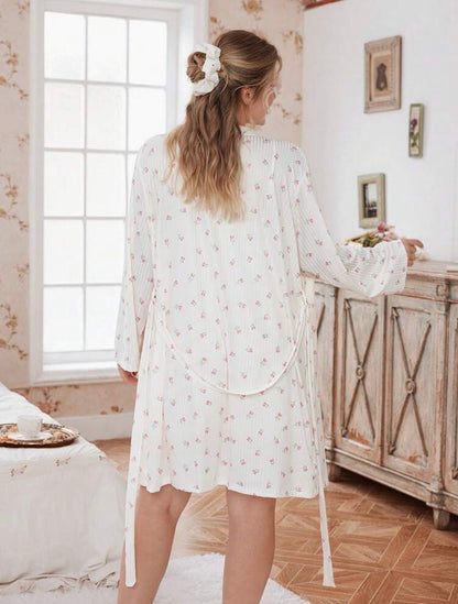 Camisón + bata beige y rosa 3XL