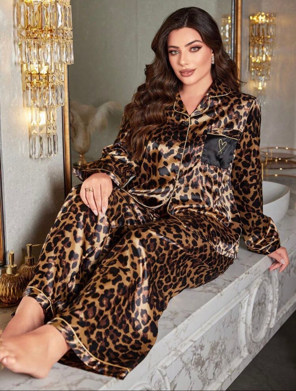 Pijama animal print 2XL satén