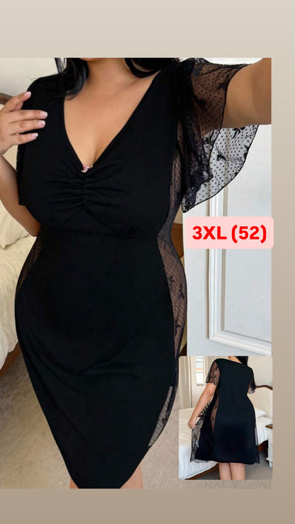 Camisón negro con encaje 3XL