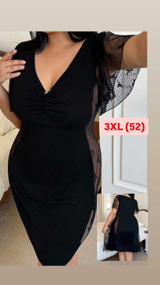 Camisón negro con encaje 3XL