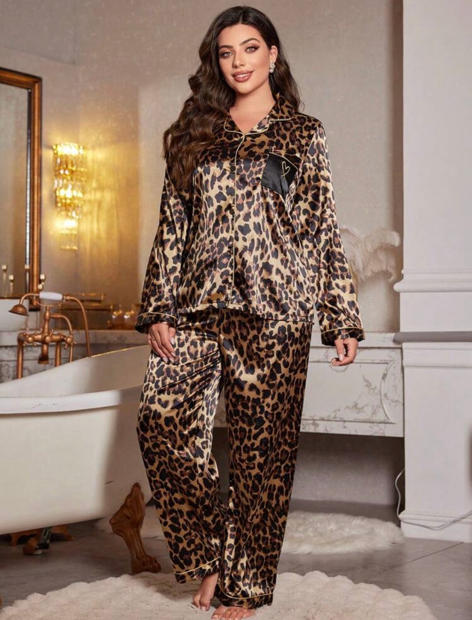 Pijama animal print 2XL satén
