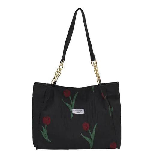 Bolso floral negro