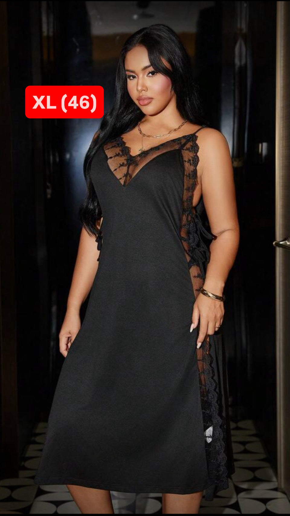 Camisón negro y encaje XL