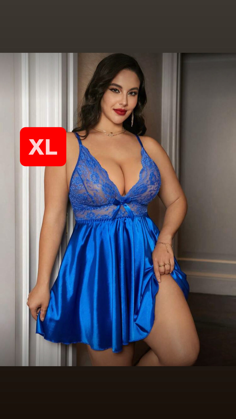 Camisón XL azul satén