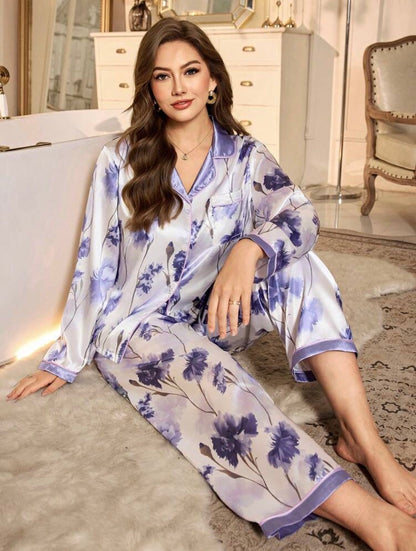 Pijama 5XL satén lila