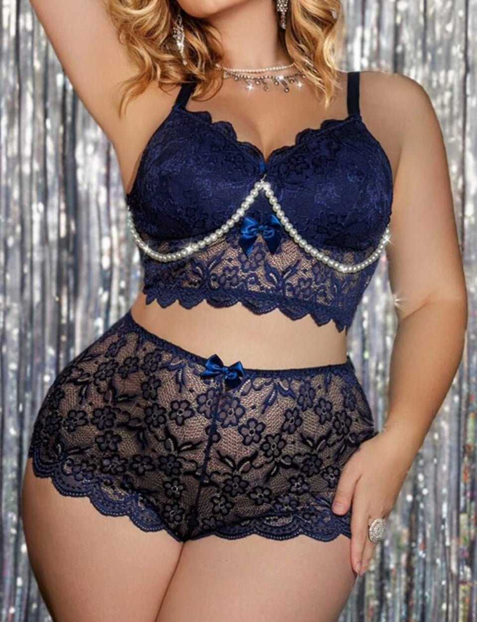 Azul y perlas 3XL