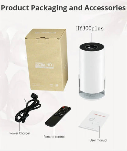 DITONG-Proyector HY300 Plus HD portátil, 4K, 1280x720P, Android 11, Wifi6, LED, vídeo, cine en casa, mini Proyector de películas + pantalla reflectiva 133’’