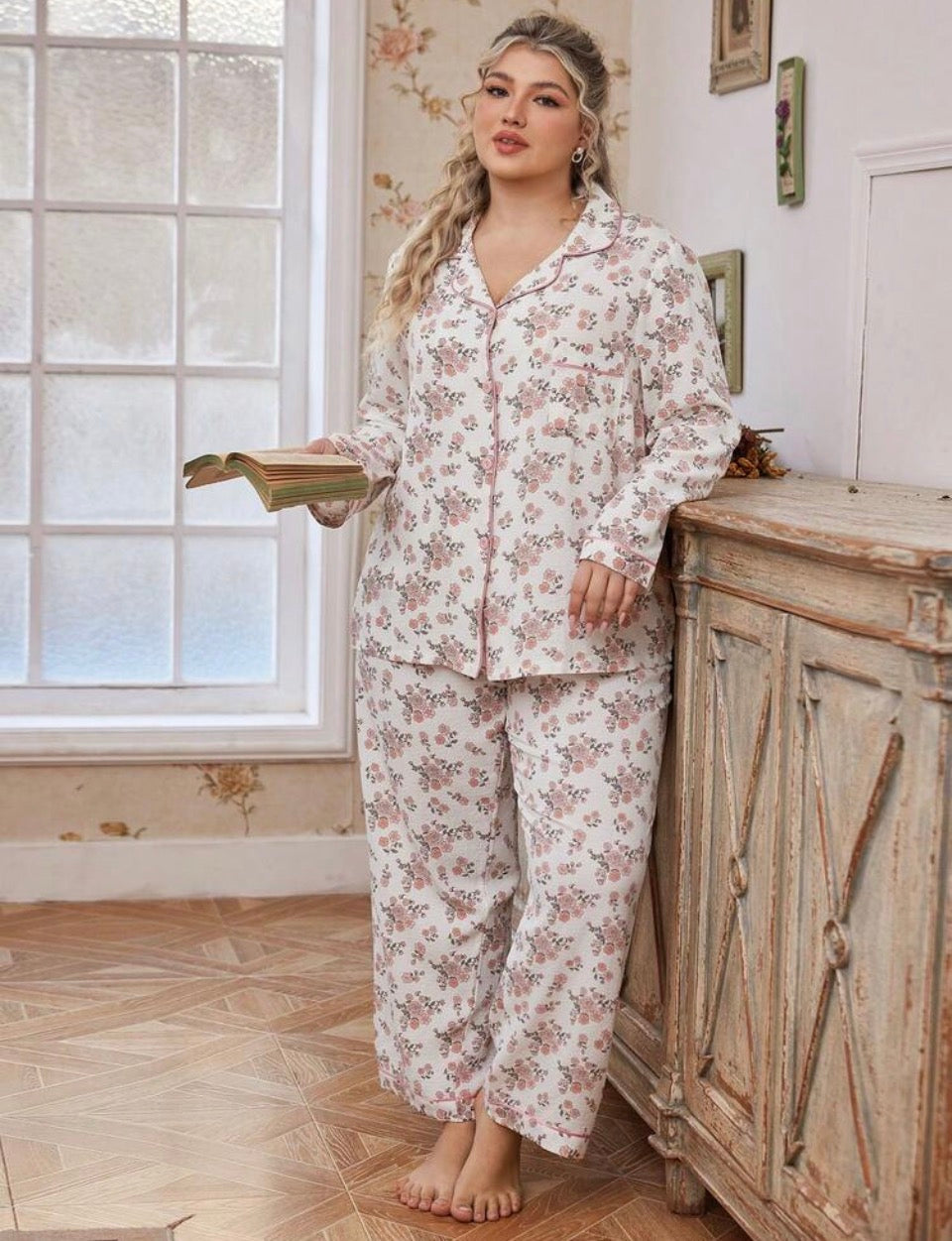 Pijama 4XL floreado