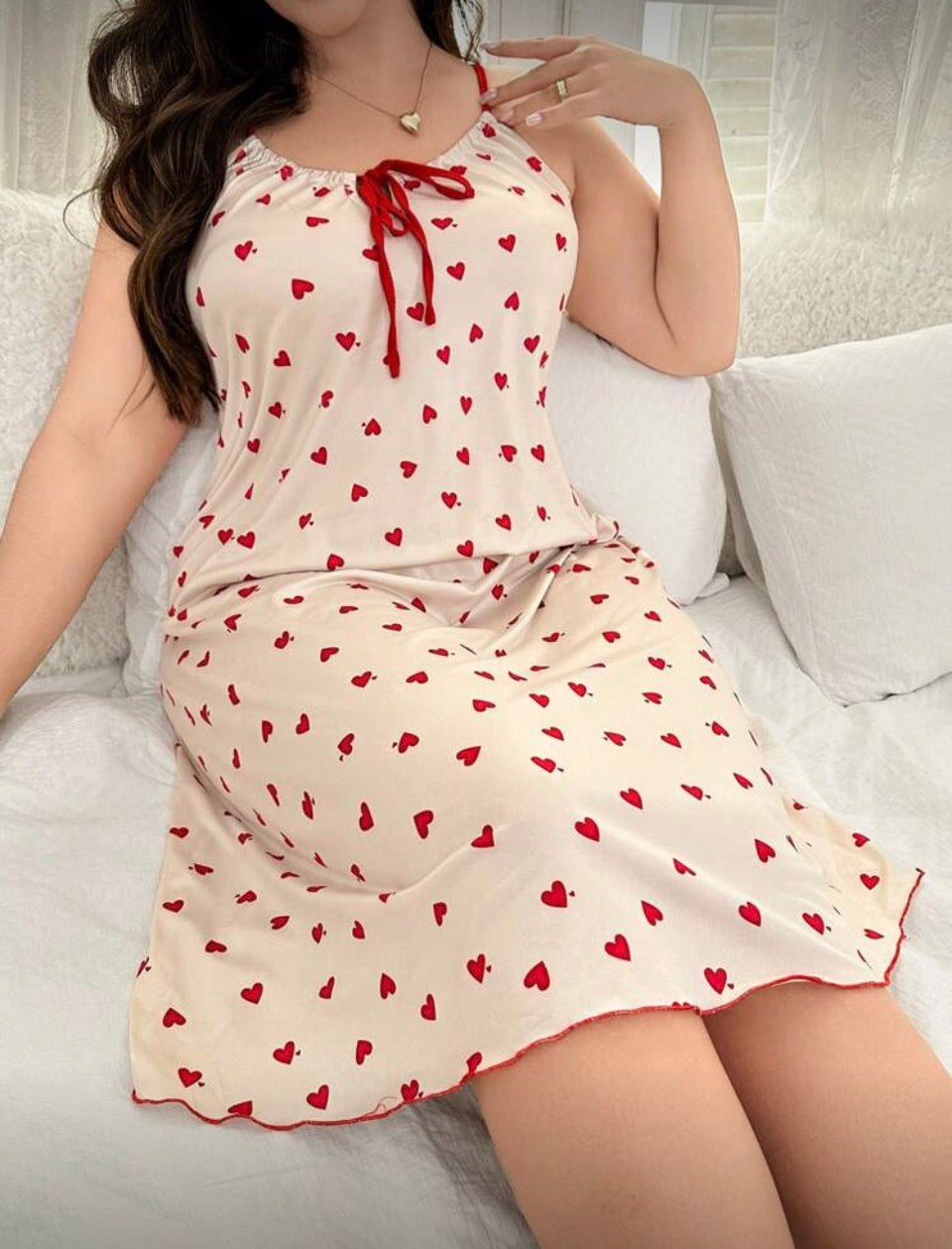 Camisón beige con corazoncitos 4XL