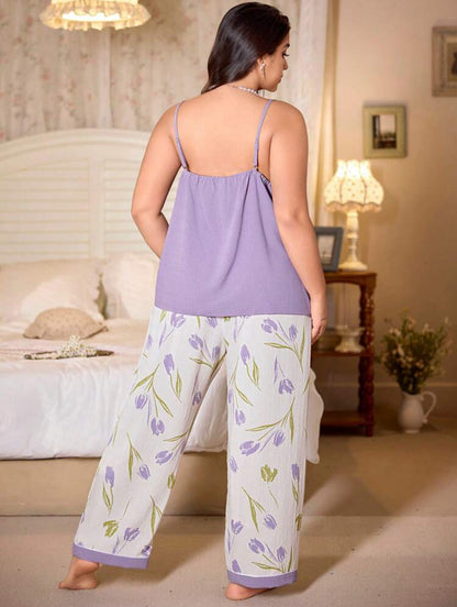 Pijama lila 2XL tela lino