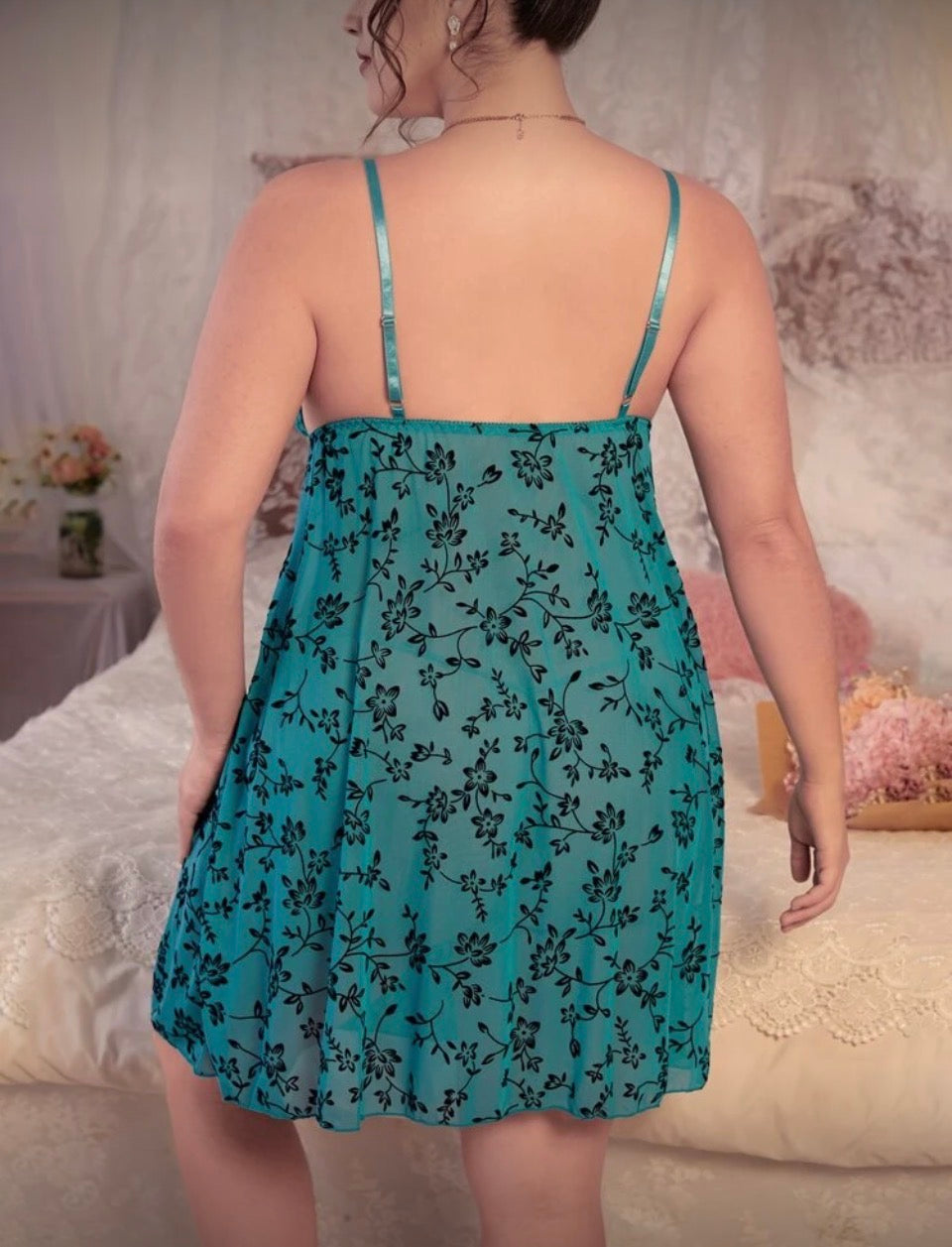 Camisón turquesa transparente 4XL