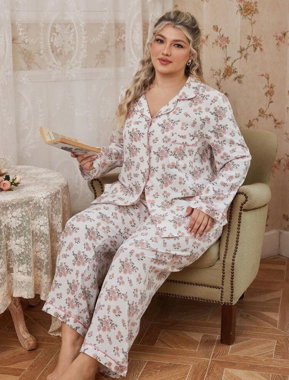 Pijama 4XL floreado