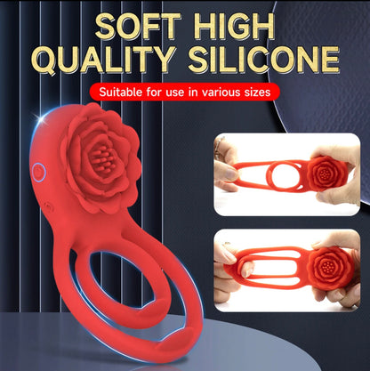 Anillo vibrador en forma de rosa