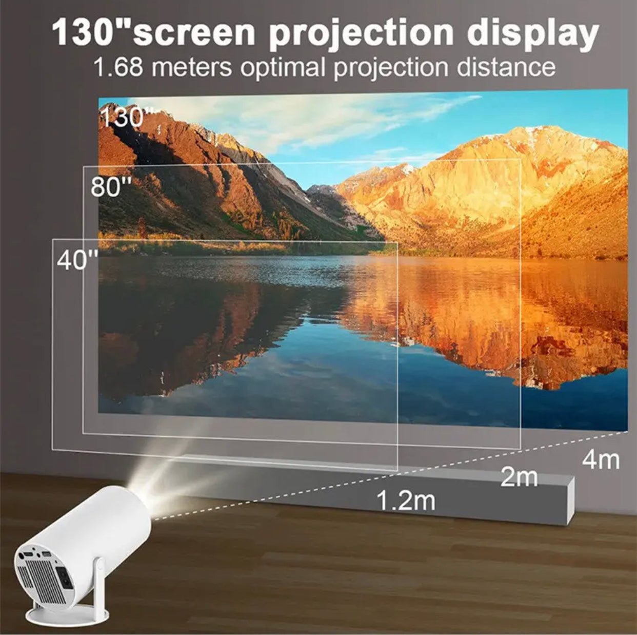 DITONG-Proyector HY300 Plus HD portátil, 4K, 1280x720P, Android 11, Wifi6, LED, vídeo, cine en casa, mini Proyector de películas + pantalla reflectiva 133’’