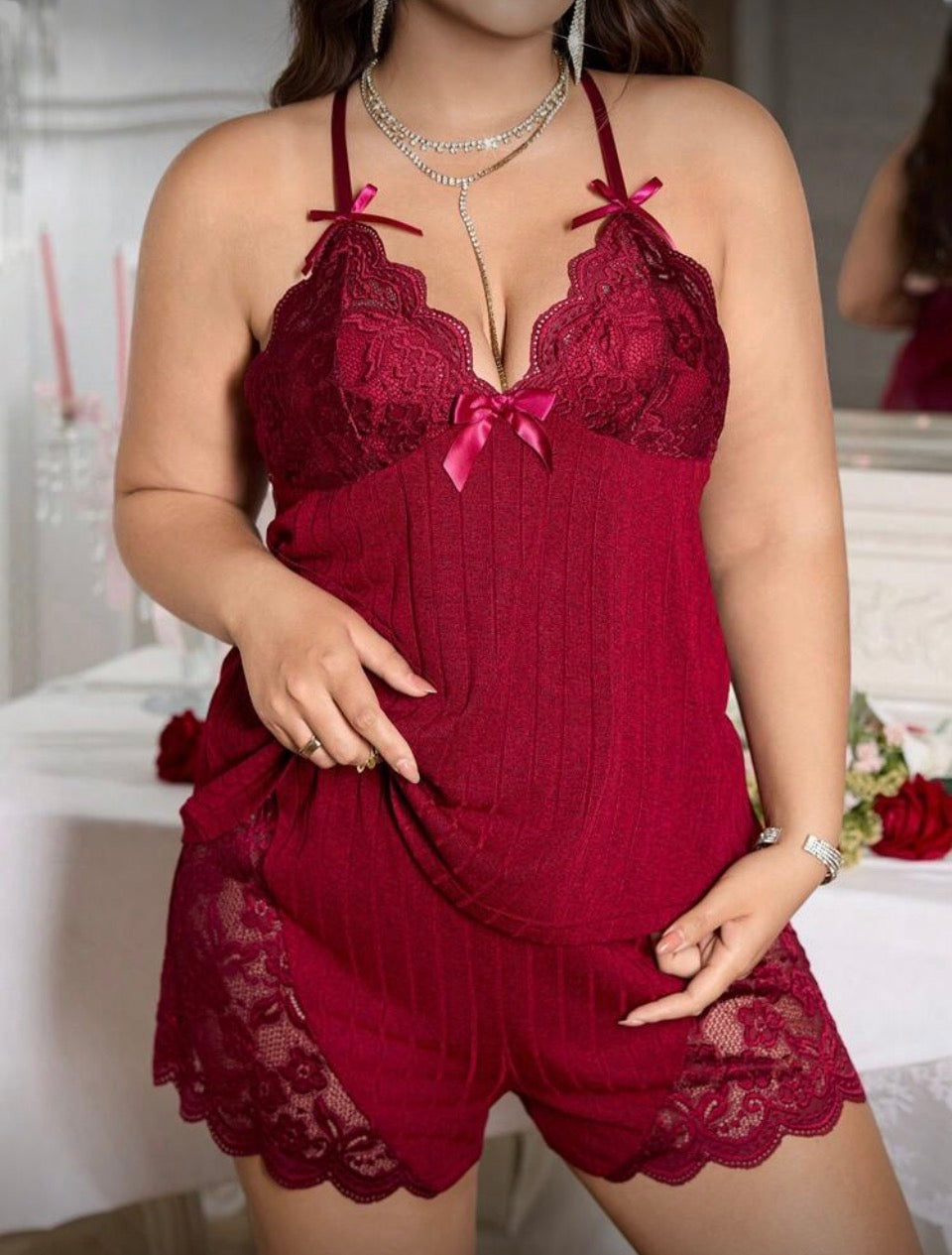 Pijama bordo 2XL (estira hasta 4XL)