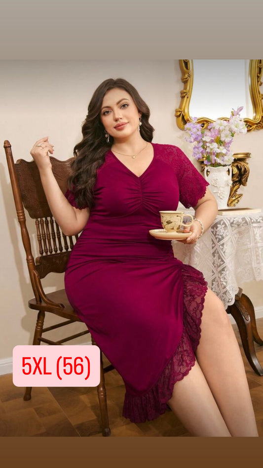 Camisón largo 5XL color vino tinto