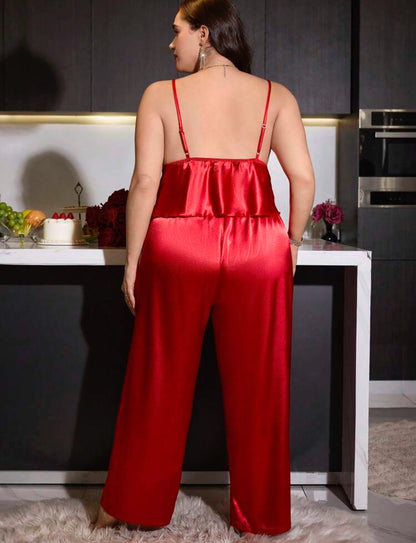 Pijama satén rojo 5XL