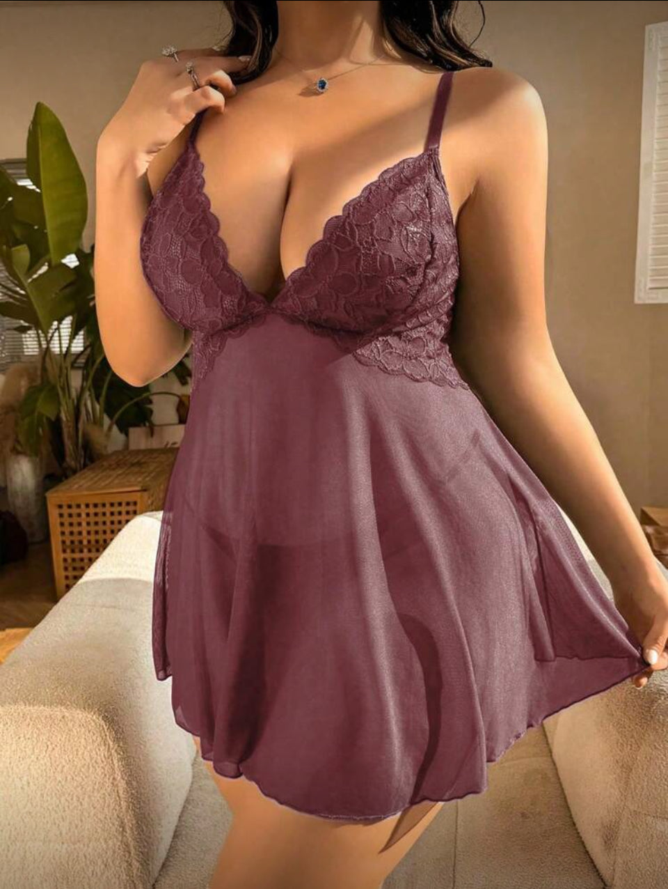 Babydoll vino tinto XL