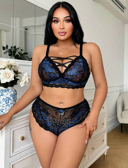 Conjunto negro y azul 3XL