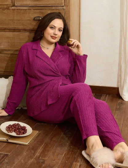 Pijama morado, tela gruesa 2XL lazo lateral