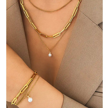 Collar + pulsera con perla