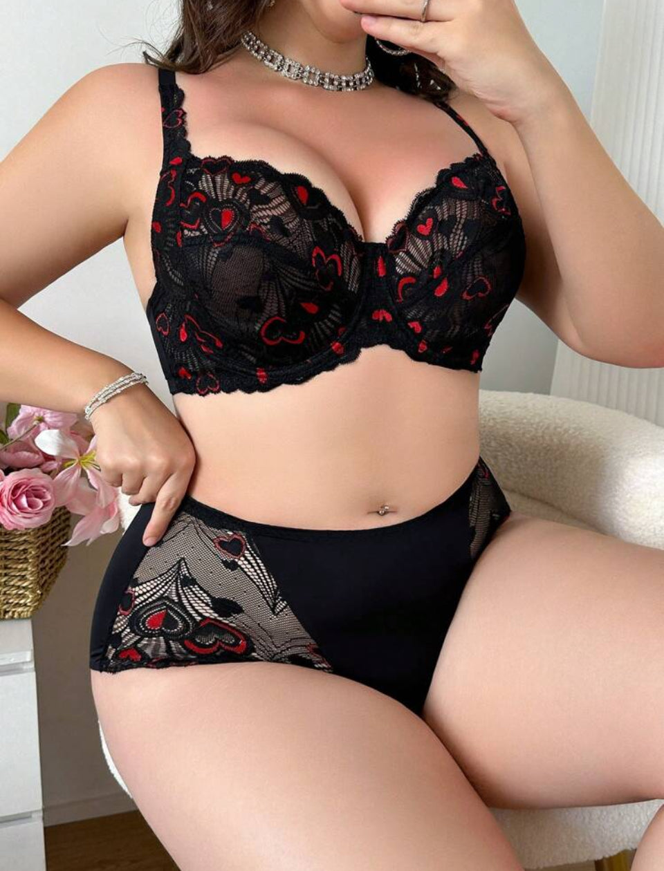 Negro c/corazones 4XL