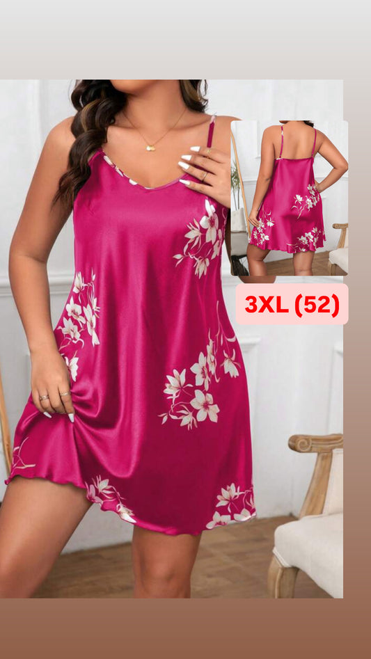 Camisón satén fucsia 3XL