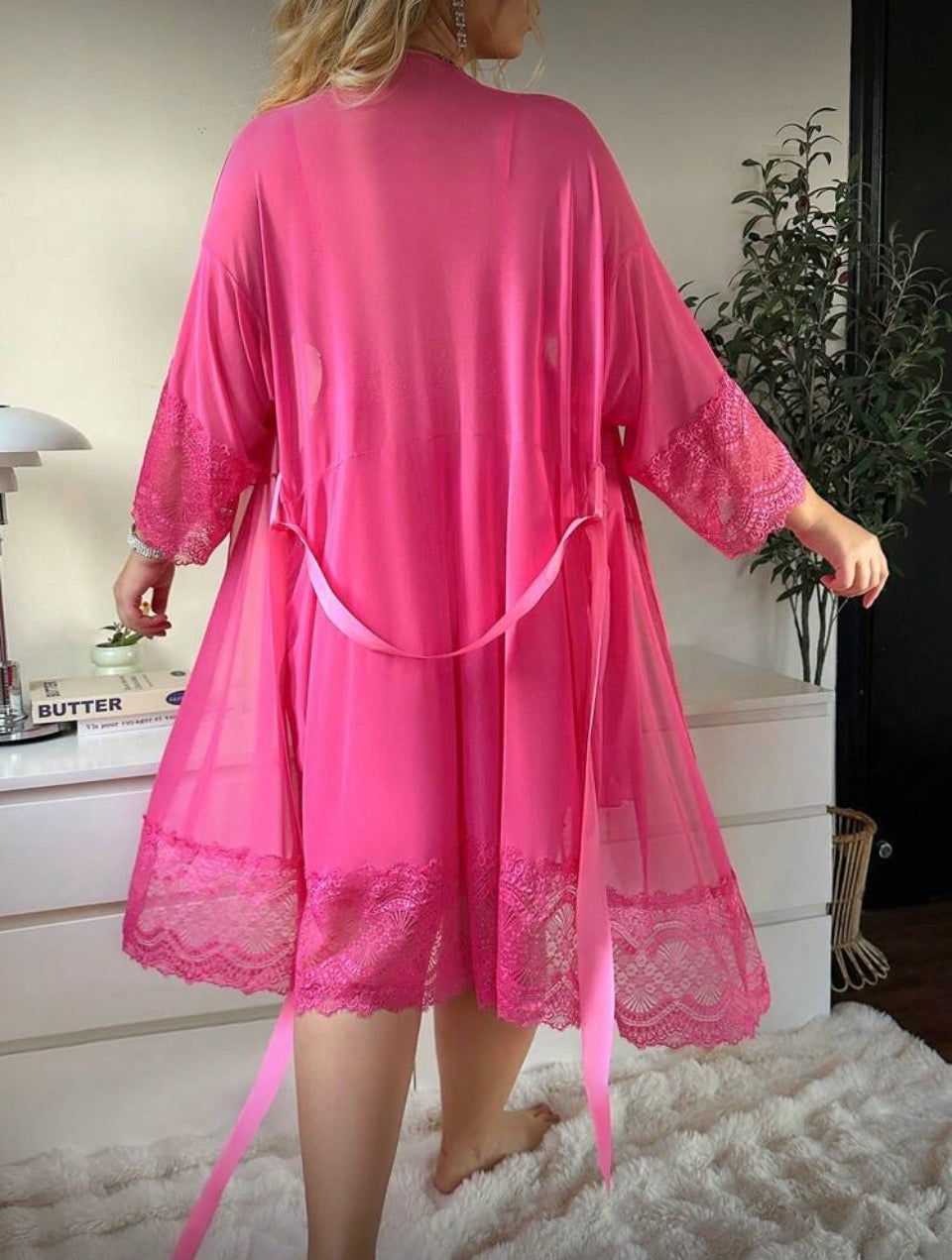 Camisón fucsia con bata XL