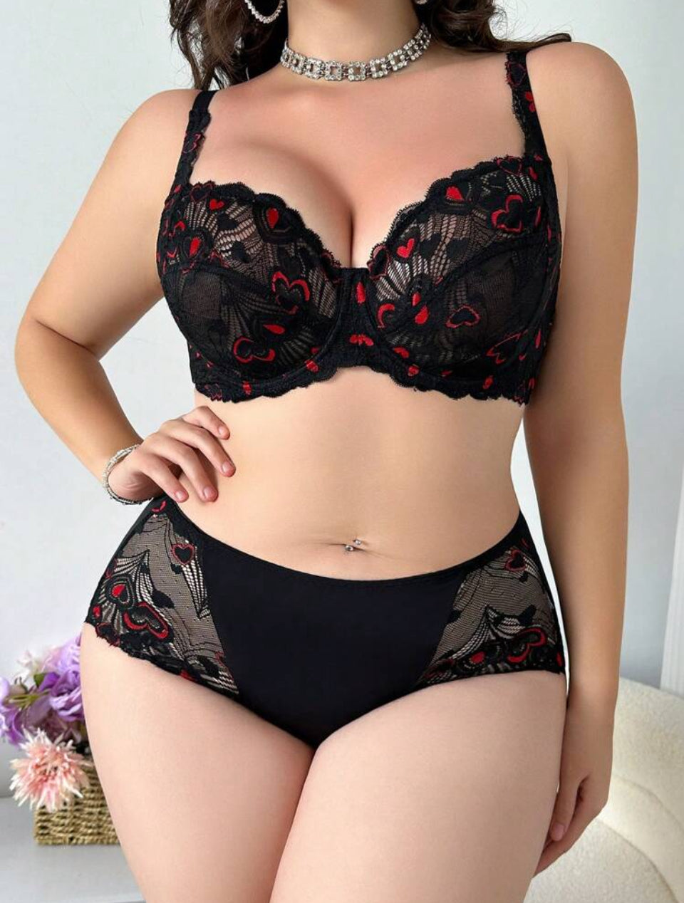 Negro c/corazones 4XL