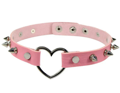 Choker Rosado Corazón con Puas