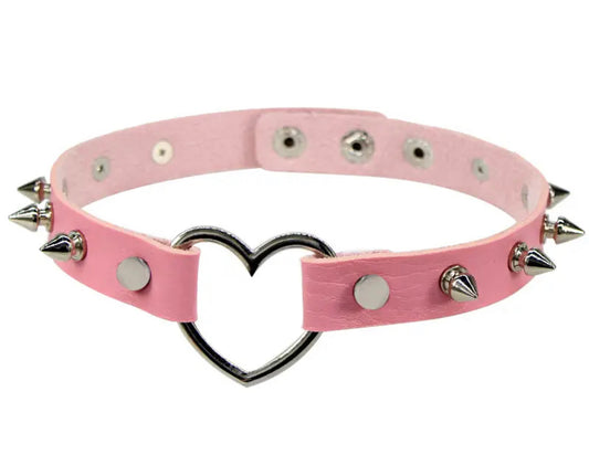 Choker Rosado Corazón con Puas