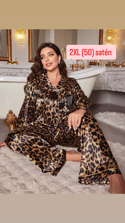 Pijama animal print 2XL satén