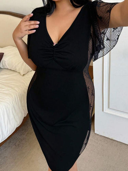 Camisón negro con encaje 3XL