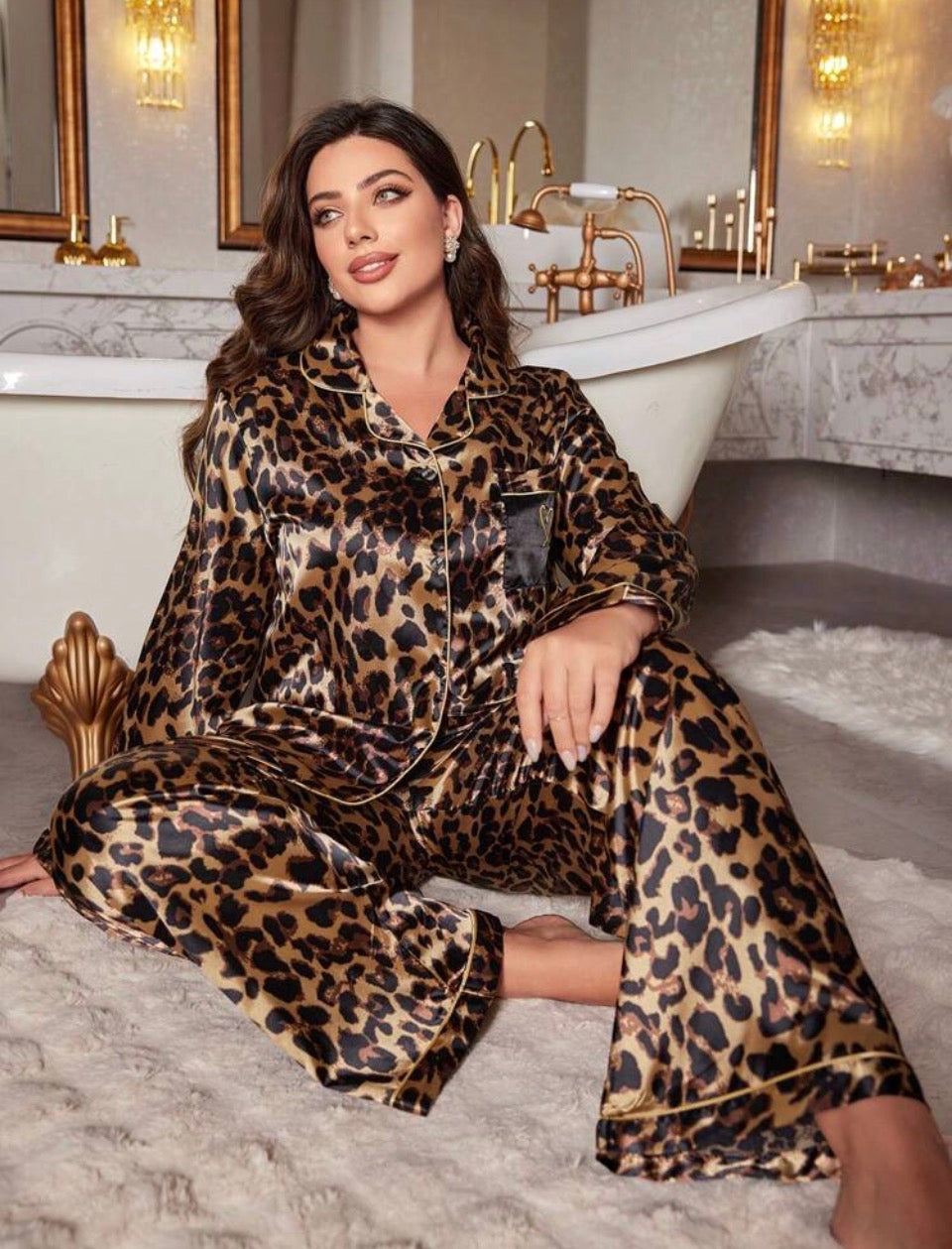 Pijama animal print 2XL satén