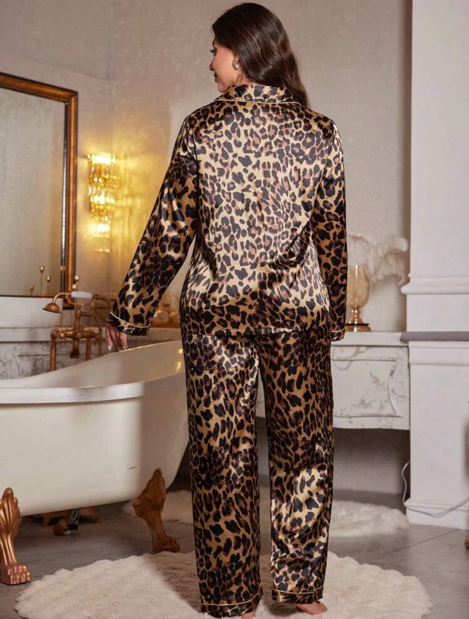 Pijama animal print 2XL satén