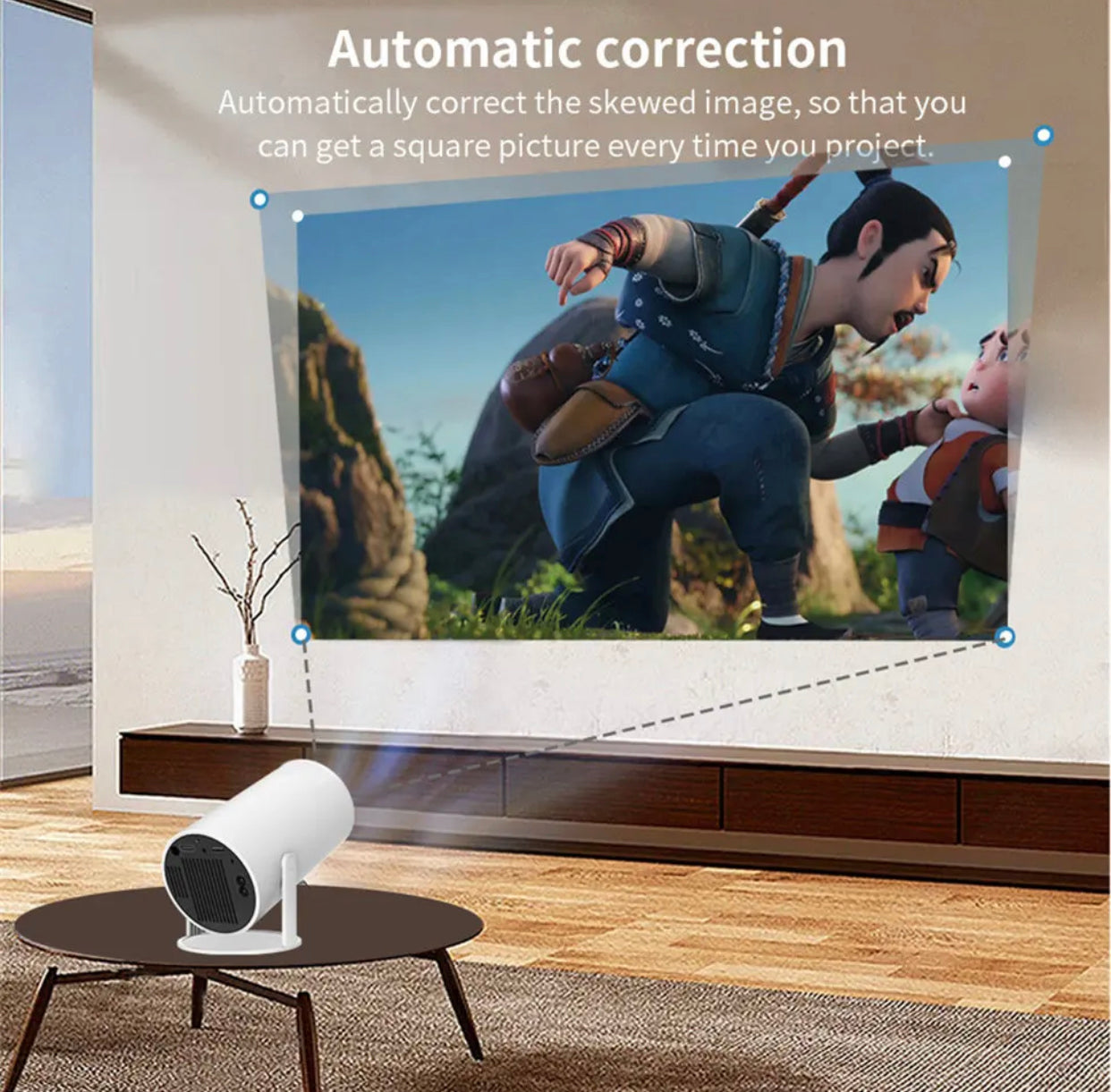 DITONG-Proyector HY300 Plus HD portátil, 4K, 1280x720P, Android 11, Wifi6, LED, vídeo, cine en casa, mini Proyector de películas + pantalla reflectiva 133’’