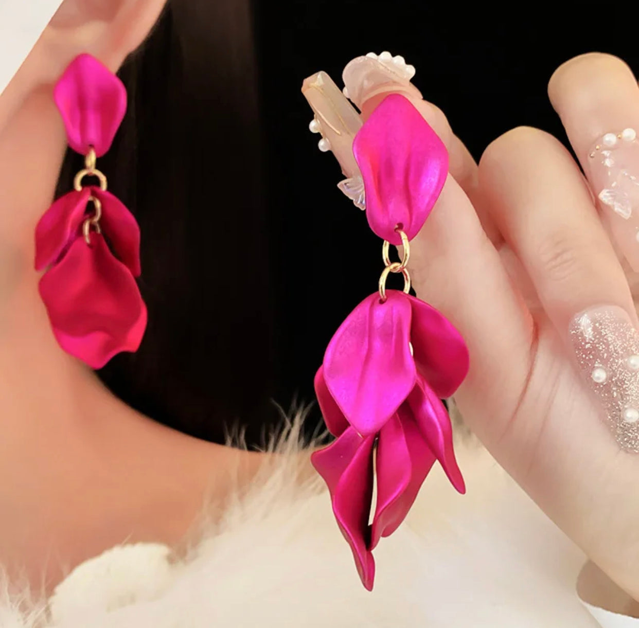 Petalos fucsia perlado corto
