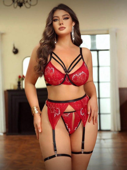 Conjunto rojo y negro 2XL con aro