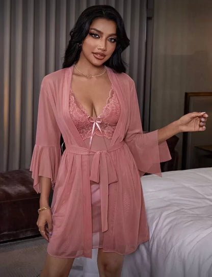 Camisón rosa + bata XL