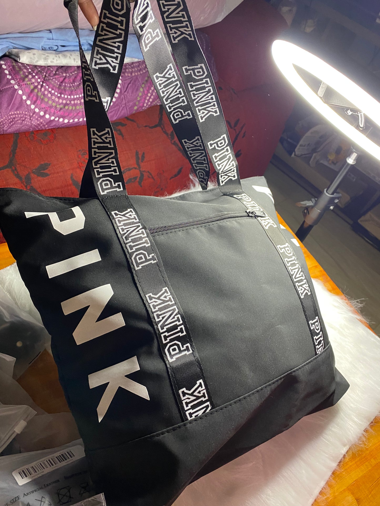 Bolso grande pink color negro